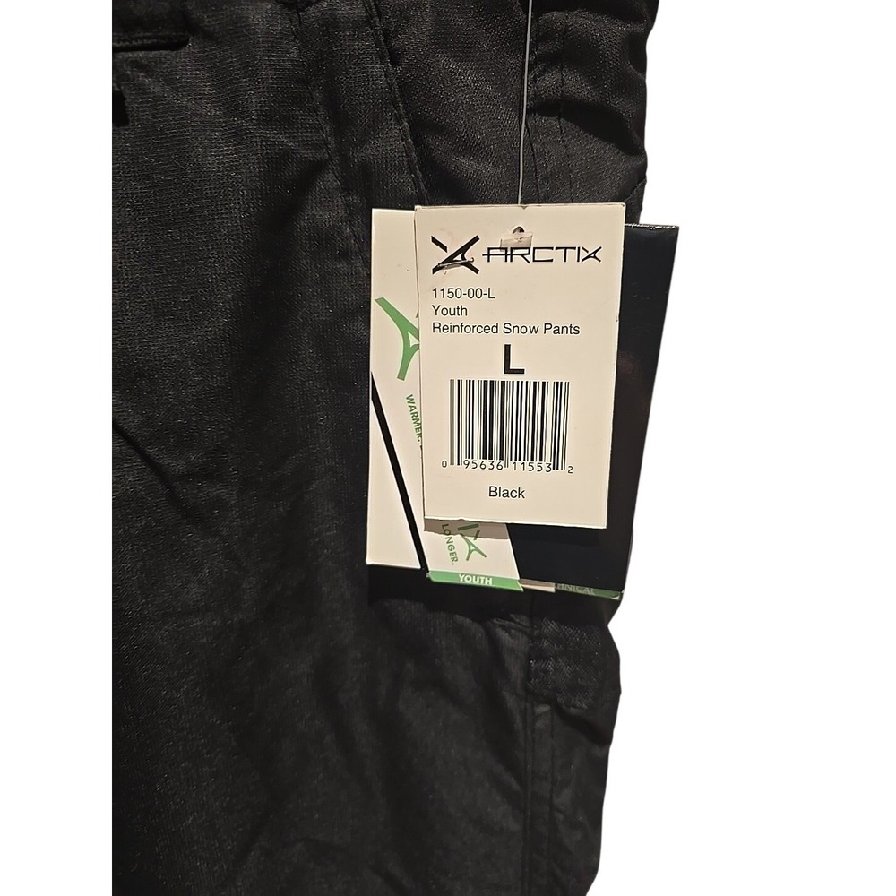 NWT Arctix Youth Snow Pants with Reinforced Knees and Seat, Large, Black. - Picture 2 of 5